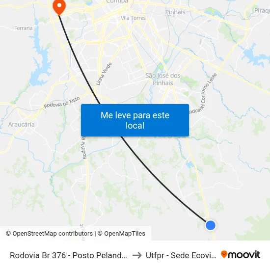 Rodovia Br 376 - Posto Pelanda 3 to Utfpr - Sede Ecoville map