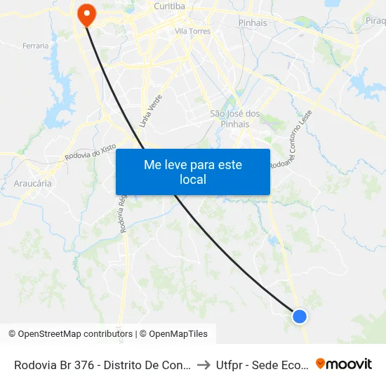 Rodovia Br 376 - Distrito De Contenda to Utfpr - Sede Ecoville map