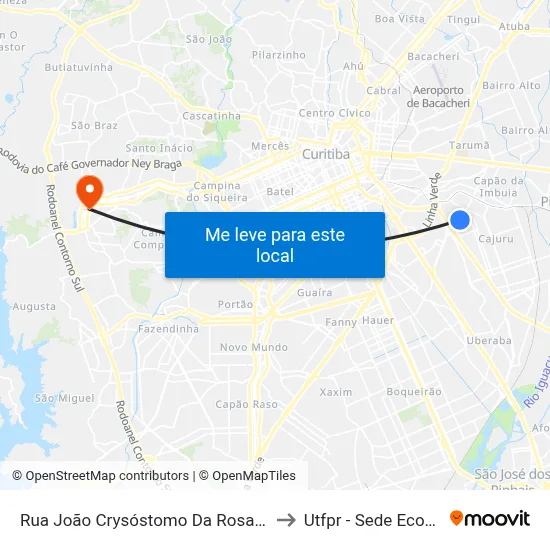 Rua João Crysóstomo Da Rosa, 187 to Utfpr - Sede Ecoville map