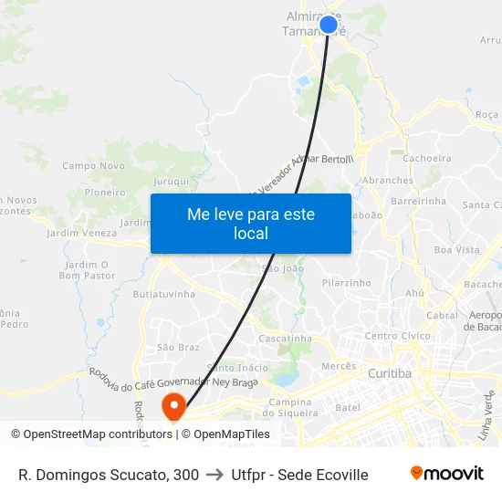 R. Domingos Scucato, 300 to Utfpr - Sede Ecoville map