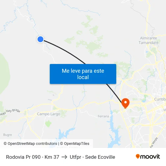Rodovia Pr 090 - Km 37 to Utfpr - Sede Ecoville map