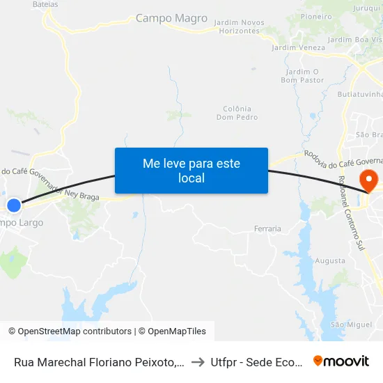 Rua Marechal Floriano Peixoto, 255 to Utfpr - Sede Ecoville map