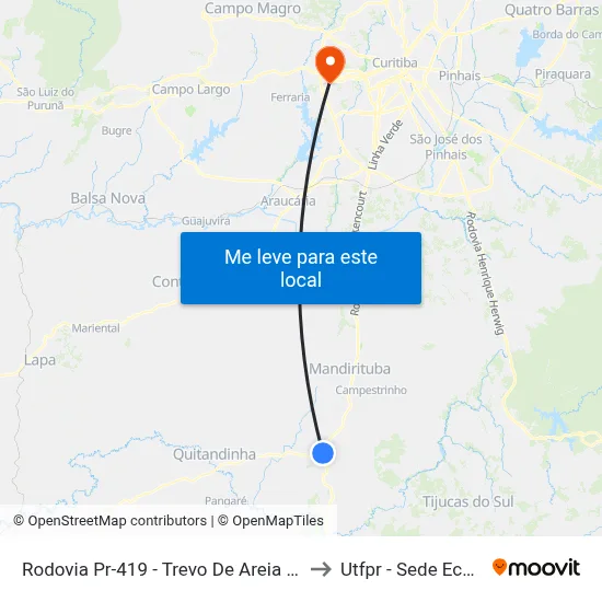Rodovia Pr-419 - Trevo De Areia Branca to Utfpr - Sede Ecoville map