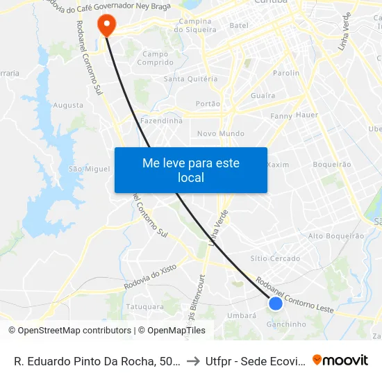 R. Eduardo Pinto Da Rocha, 5094 to Utfpr - Sede Ecoville map