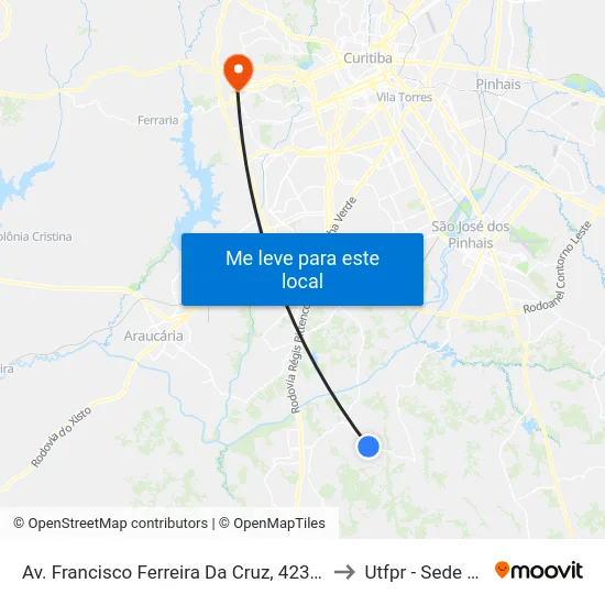 Av. Francisco Ferreira Da Cruz, 4234 2 - Sumitomo to Utfpr - Sede Ecoville map