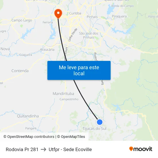 Rodovia Pr 281 to Utfpr - Sede Ecoville map