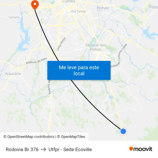 Rodovia Br 376 to Utfpr - Sede Ecoville map
