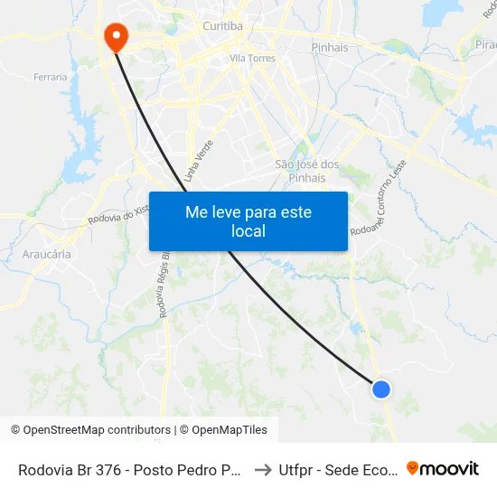 Rodovia Br 376 - Posto Pedro Pelanda to Utfpr - Sede Ecoville map