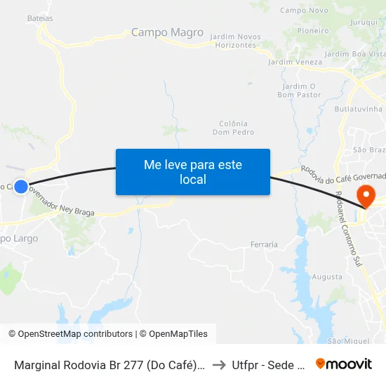 Marginal Rodovia Br 277 (Do Café) - Posto Quinta to Utfpr - Sede Ecoville map