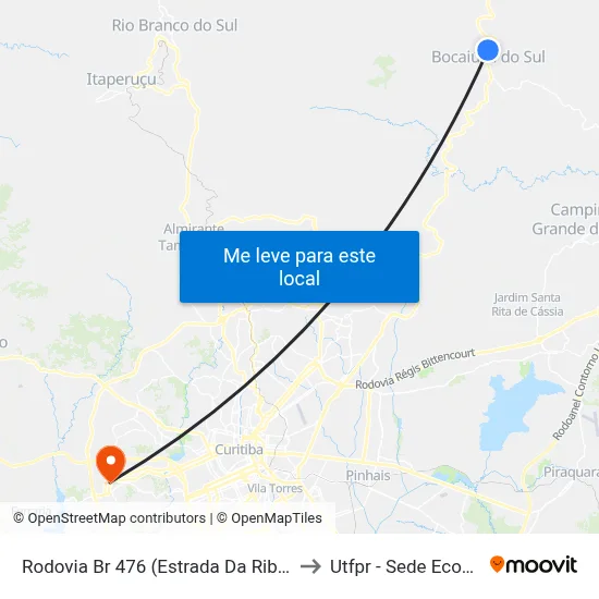 Rodovia Br 476 (Estrada Da Ribeira) to Utfpr - Sede Ecoville map