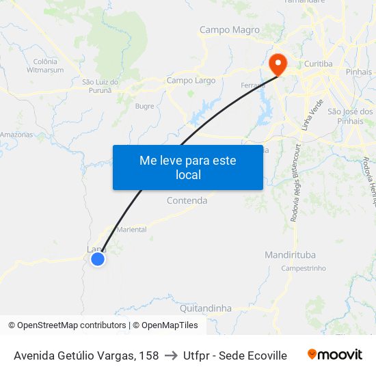 Avenida Getúlio Vargas, 158 to Utfpr - Sede Ecoville map