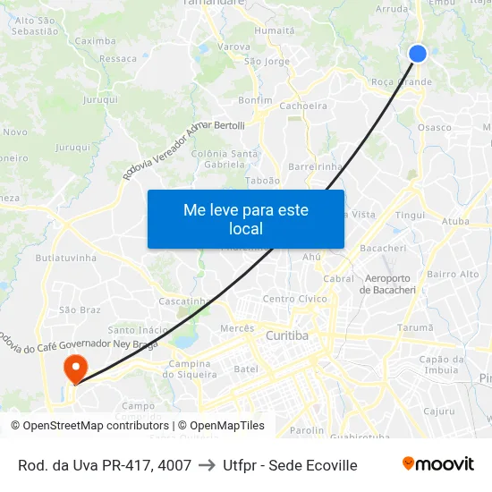 Rod. da Uva PR-417, 4007 to Utfpr - Sede Ecoville map