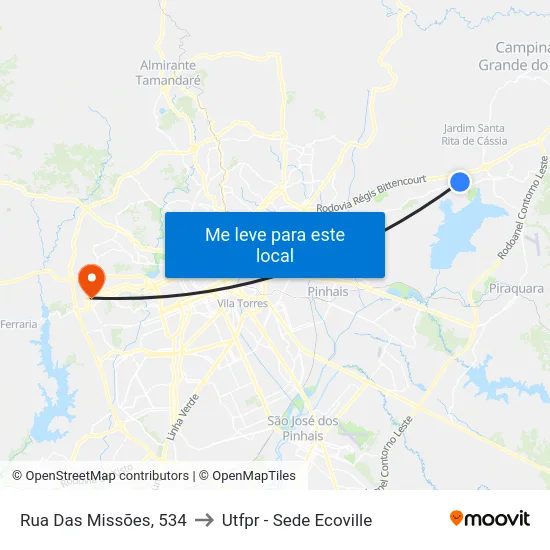 Rua Das Missões, 534 to Utfpr - Sede Ecoville map