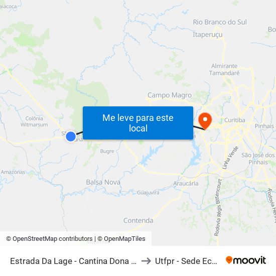 Estrada Da Lage - Cantina Dona Eulália to Utfpr - Sede Ecoville map
