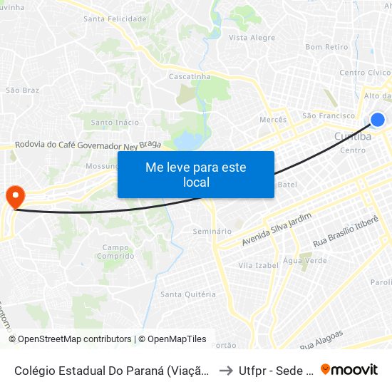 Colégio Estadual Do Paraná (Viação Castelo Branco) to Utfpr - Sede Ecoville map