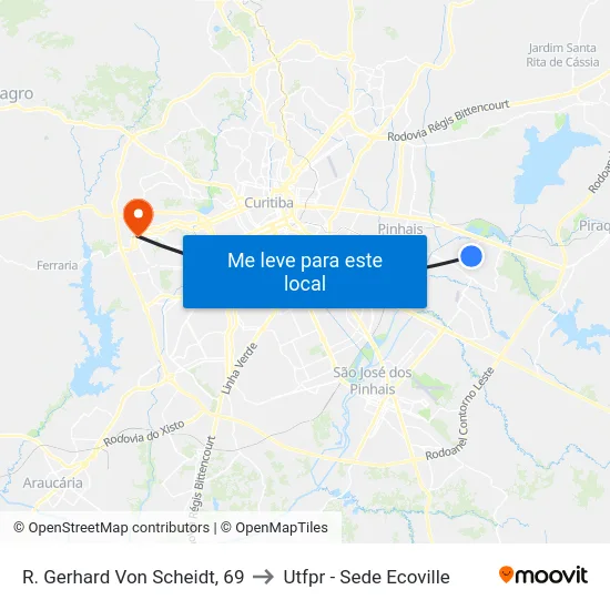 R. Gerhard Von Scheidt, 69 to Utfpr - Sede Ecoville map