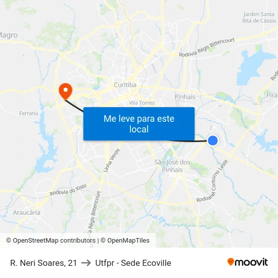 R. Neri Soares, 21 to Utfpr - Sede Ecoville map