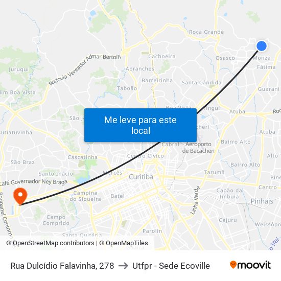 Rua Dulcídio Falavinha, 278 to Utfpr - Sede Ecoville map