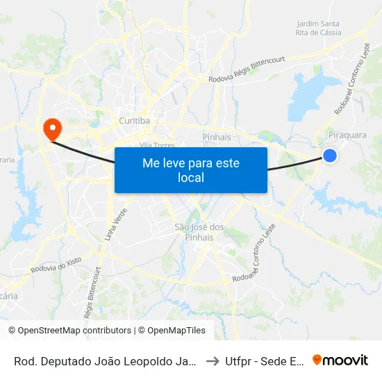 Rod. Deputado João Leopoldo Jacomel, 1884 to Utfpr - Sede Ecoville map