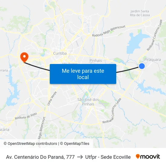 Av. Centenário Do Paraná, 777 to Utfpr - Sede Ecoville map