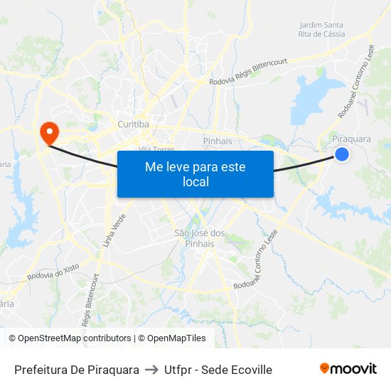 Prefeitura De Piraquara to Utfpr - Sede Ecoville map