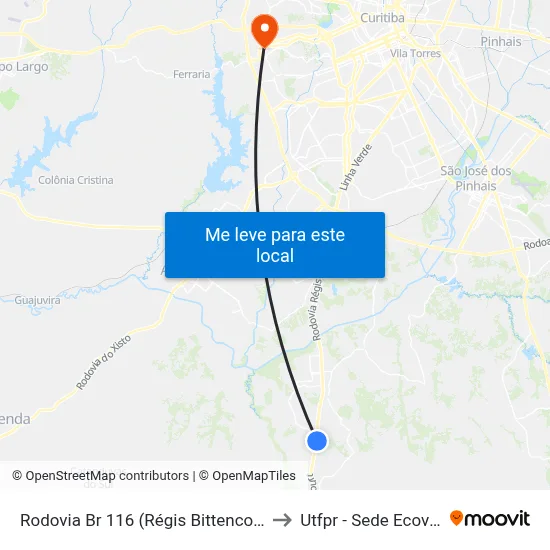 Rodovia Br 116 (Régis Bittencourt) to Utfpr - Sede Ecoville map