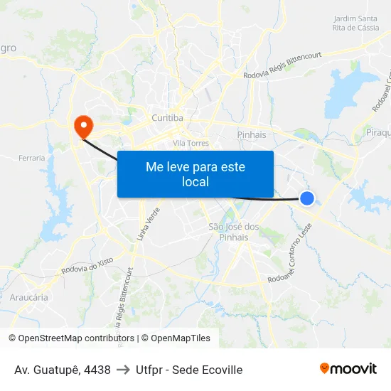 Av. Guatupê, 4438 to Utfpr - Sede Ecoville map