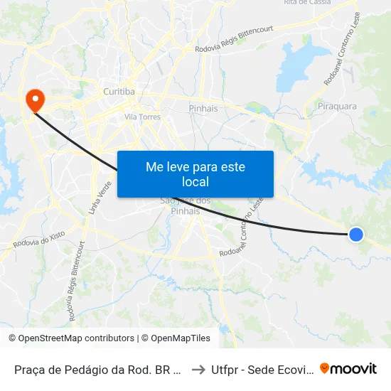 Praça de Pedágio da Rod. BR 277 to Utfpr - Sede Ecoville map