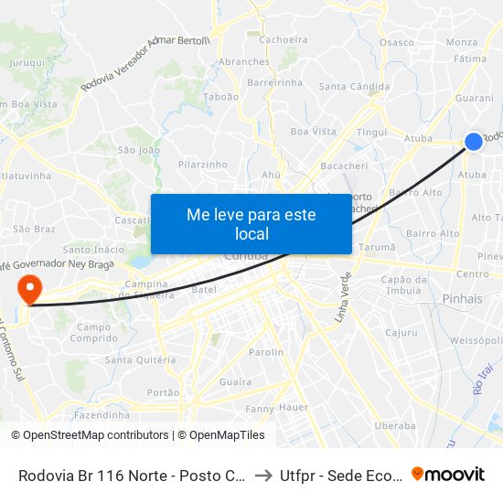 Rodovia Br 116 Norte - Posto Condor to Utfpr - Sede Ecoville map