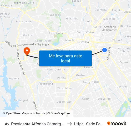 Av. Presidente Affonso Camargo, 1975 to Utfpr - Sede Ecoville map