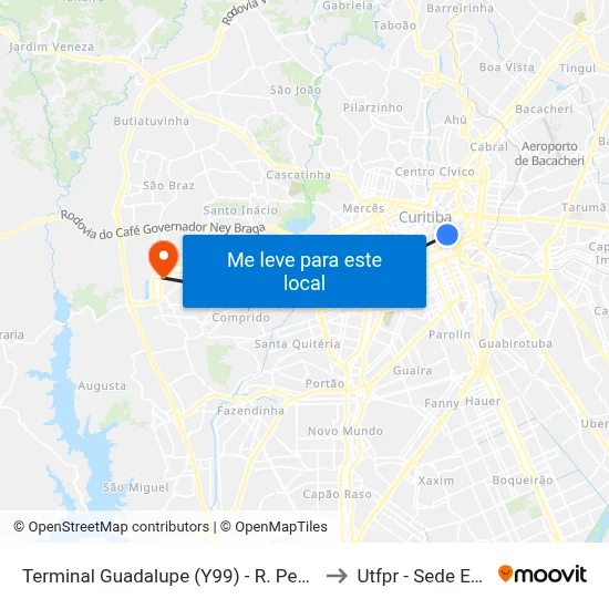 Terminal Guadalupe (Y99) - R. Pedro Ivo, 971 to Utfpr - Sede Ecoville map