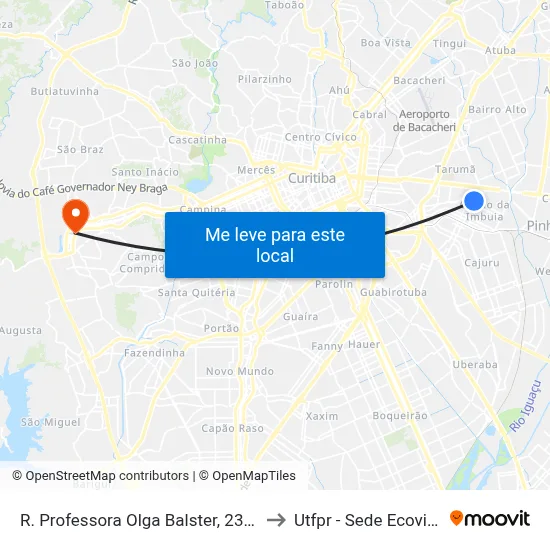 R. Professora Olga Balster, 2303 to Utfpr - Sede Ecoville map