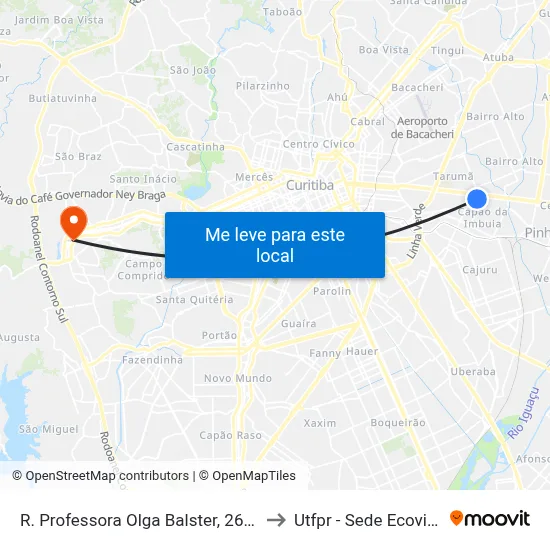 R. Professora Olga Balster, 2624 to Utfpr - Sede Ecoville map