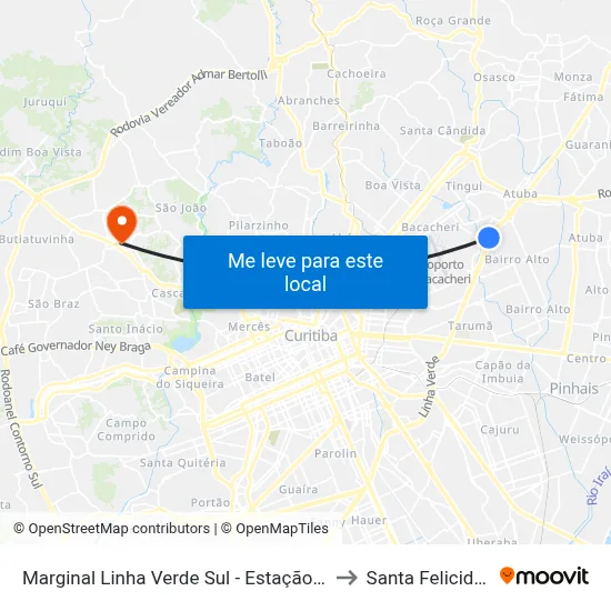 Marginal Linha Verde Sul - Estação Solar to Santa Felicidade map