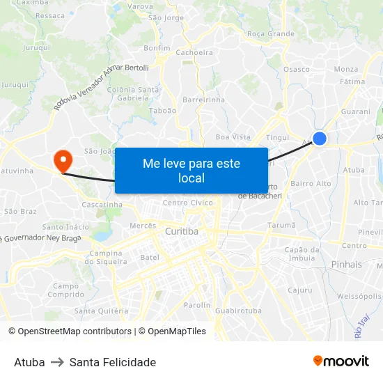 Atuba to Santa Felicidade map