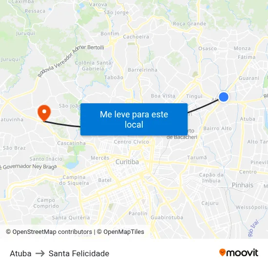 Atuba to Santa Felicidade map