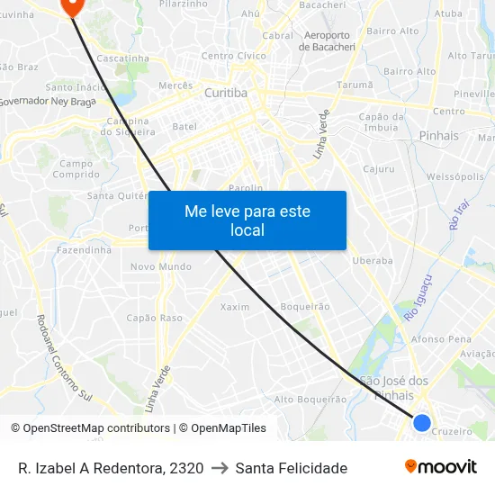 R. Izabel A Redentora, 2320 to Santa Felicidade map