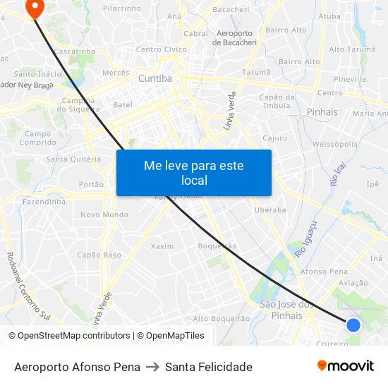 Aeroporto Afonso Pena to Santa Felicidade map