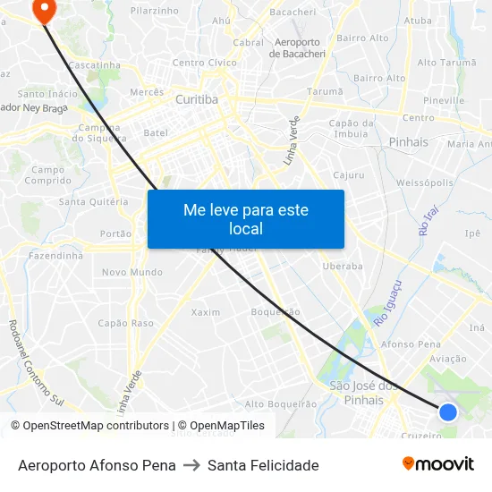 Aeroporto Afonso Pena to Santa Felicidade map