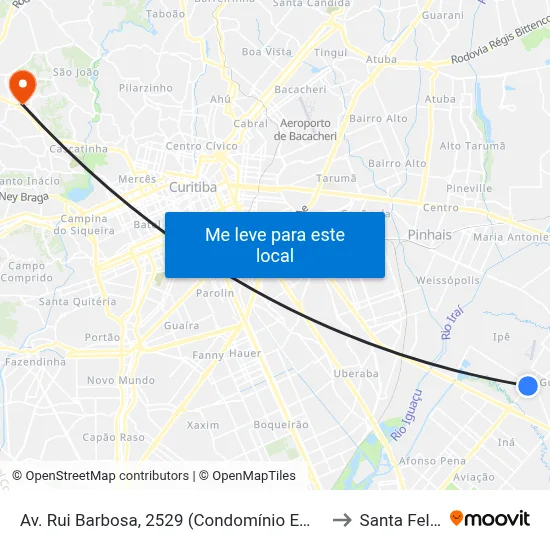 Av. Rui Barbosa, 2529 (Condomínio Empresarial Rui Barbosa) to Santa Felicidade map