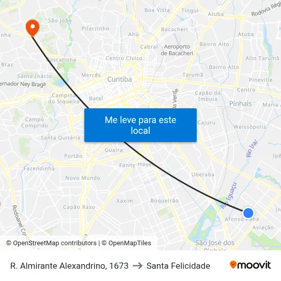 R. Almirante Alexandrino, 1673 to Santa Felicidade map