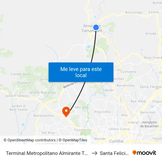 Terminal Metropolitano Almirante Tamandaré to Santa Felicidade map