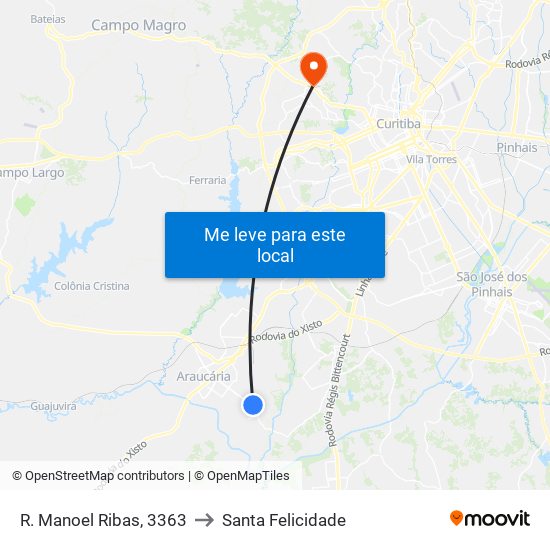 R. Manoel Ribas, 3363 to Santa Felicidade map