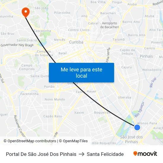 Portal De São José Dos Pinhais to Santa Felicidade map