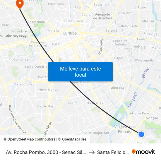 Av. Rocha Pombo, 3000 - Senac São José to Santa Felicidade map
