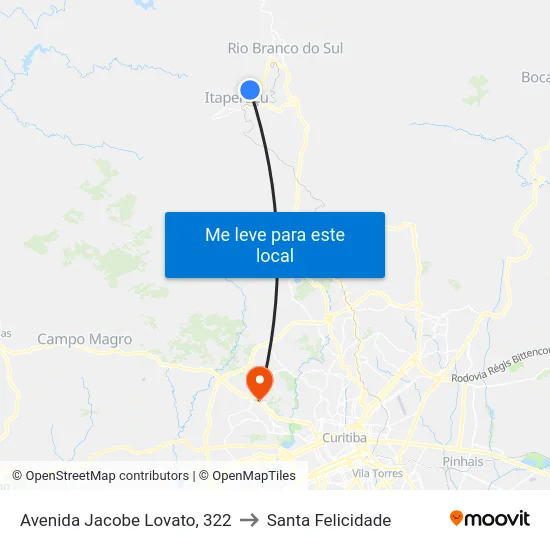 Av. Jacobe Lovato, 325 to Santa Felicidade map