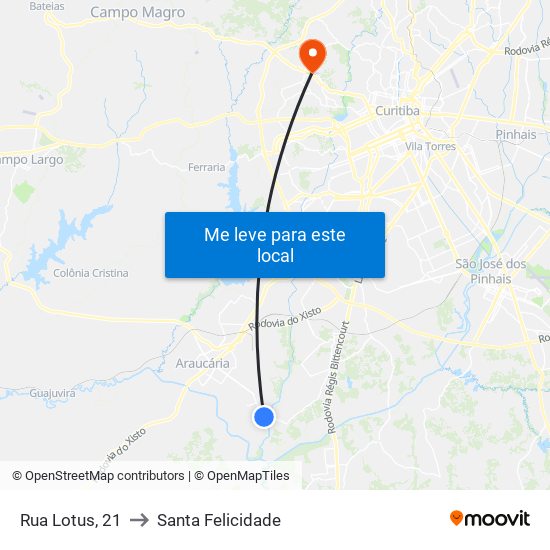 Rua Lotus, 21 to Santa Felicidade map