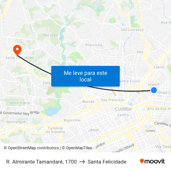 R. Almirante Tamandaré, 1700 to Santa Felicidade map