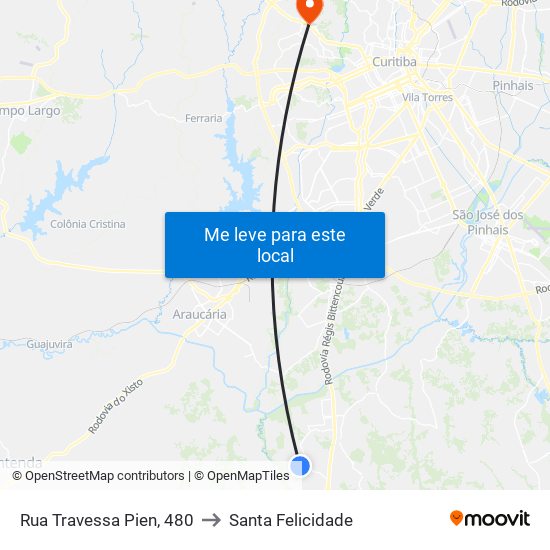 Rua Travessa Pien, 480 to Santa Felicidade map