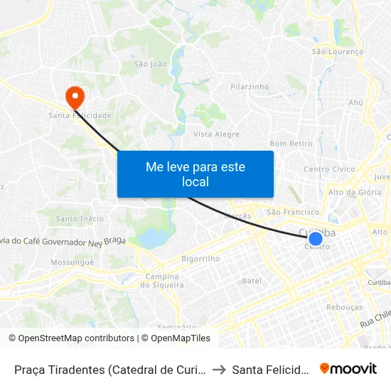 Praça Tiradentes (Catedral de Curitiba) to Santa Felicidade map